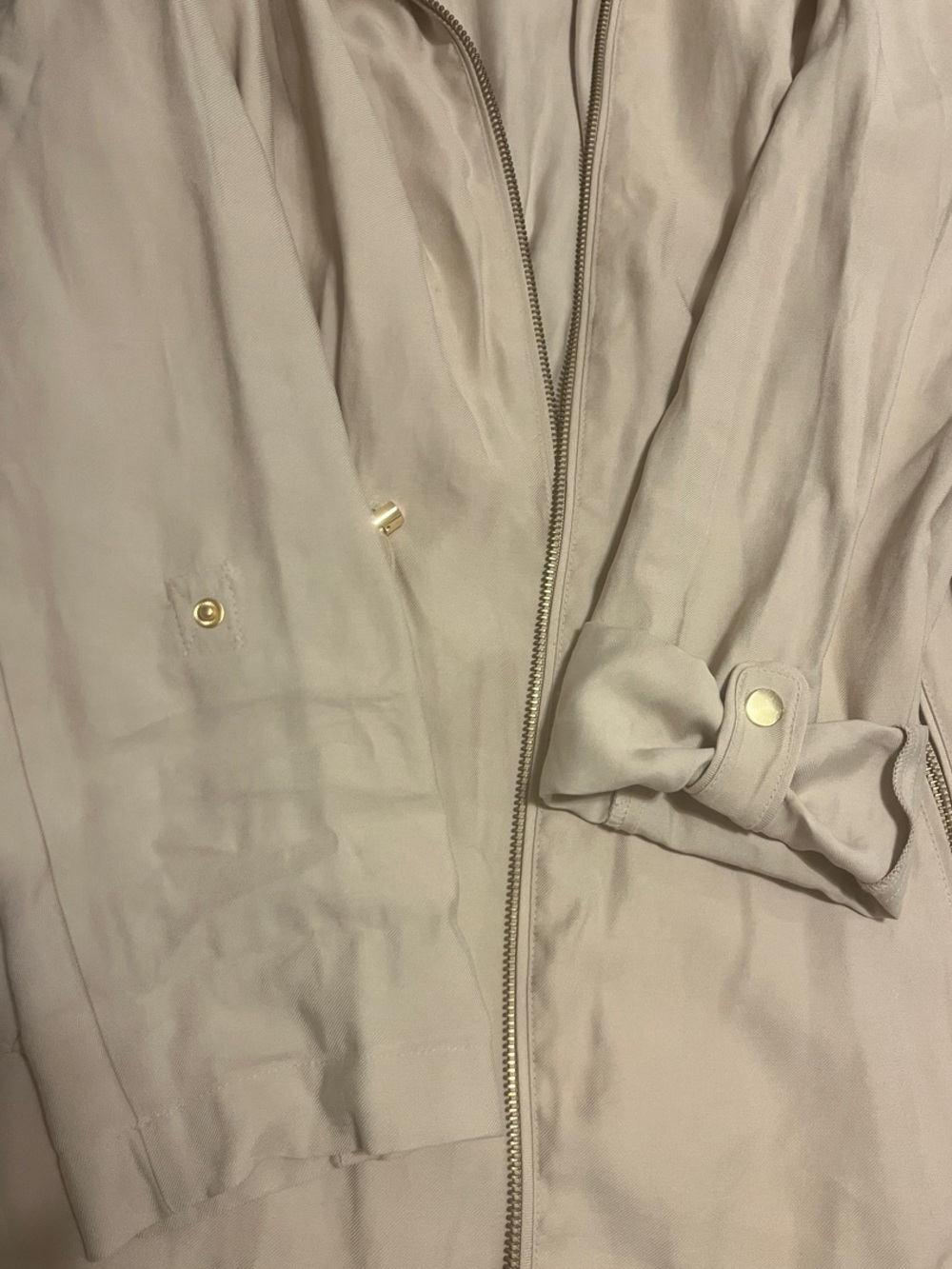 Zara Light Beige Zip-Front Drawstring Utility Jacket - Picture 9 of 14